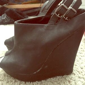 Black open toe booties